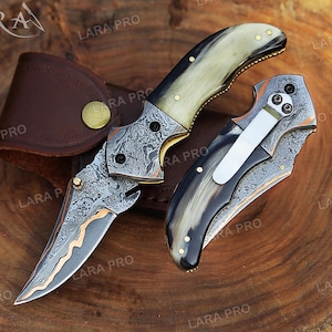 Anniversary Edition COPPER Damascus Pocket Knife Handcrafted Copper Folding Knife Unique & Personalized A Gift of Elegance Luxury Gift Idea