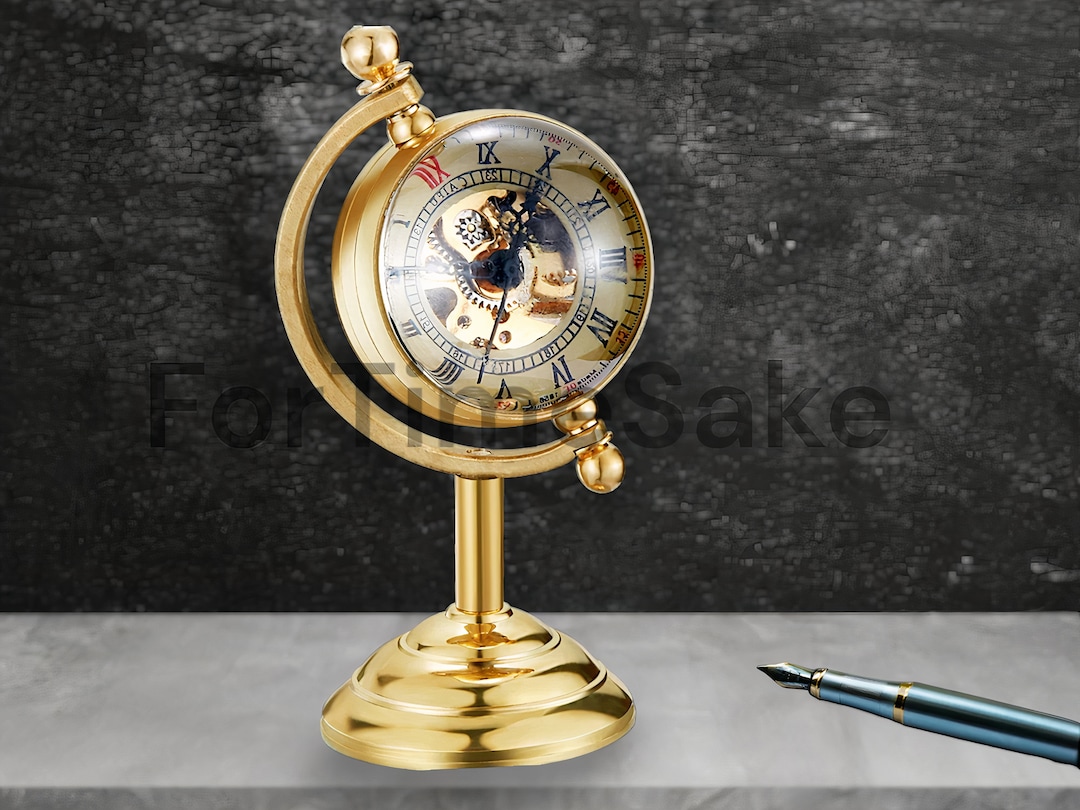 Table Pocket Watch Clock on Pedestal | Steampunk | Gold Colored ...