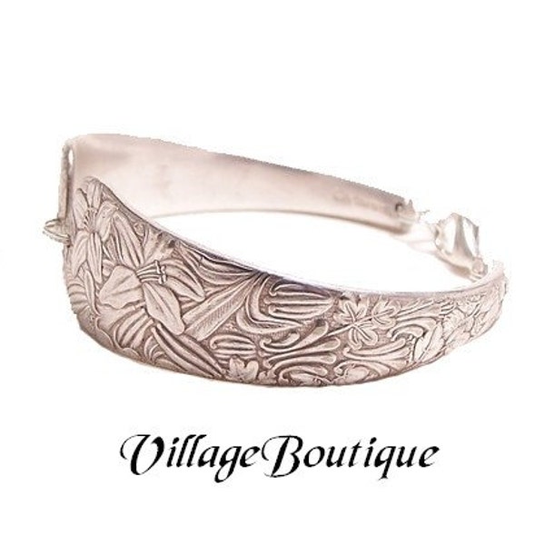 Embossed Chunky Spoon Bracelet Antique Silverware Jewelry