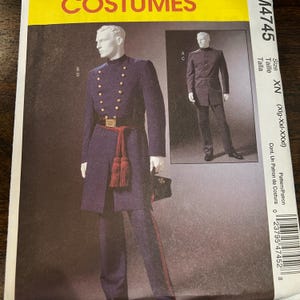 McCall's M4745 Sizes Xlg, Xxl, Xxxl, Men's Civil War Costumes Cosplay Historical Military Coat Pants Trousers, Uncut FF