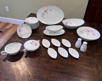 Vintage Noritake Rosemarie China 6044 - Pink Roses Gray Leaves - Made in Japan - Sold Individually