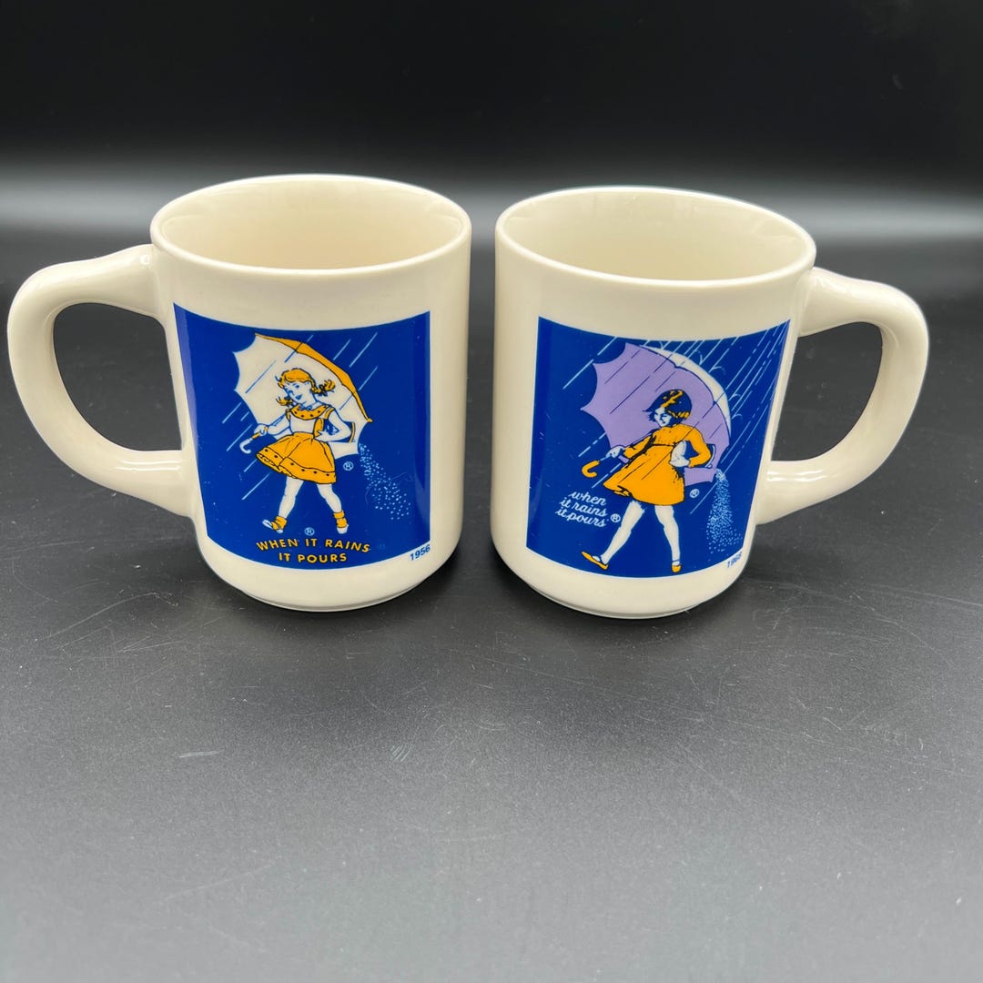 Vintage Morton Salt Girl Advertising Collector's Ceramic Coffee Mug Set  1956 1968 Set of 2 - Etsy