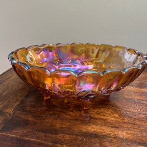 Vintage heavy amber brown glass fruit bowl housewarming gift