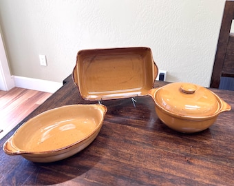 Vintage Cannes Gold By Sabatier - Augratin, Covered Casserole & Rectangular Baker - Sold Individually - Stoneware - Free Shipping