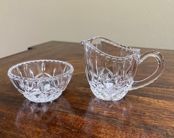 Vintage Crystal Cream and Sugar Set Coffee Tea