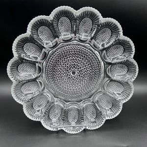 Vintage Indiana Glass Hobnail Clear Deviled Egg Glass Plate - FREE SHIPPING