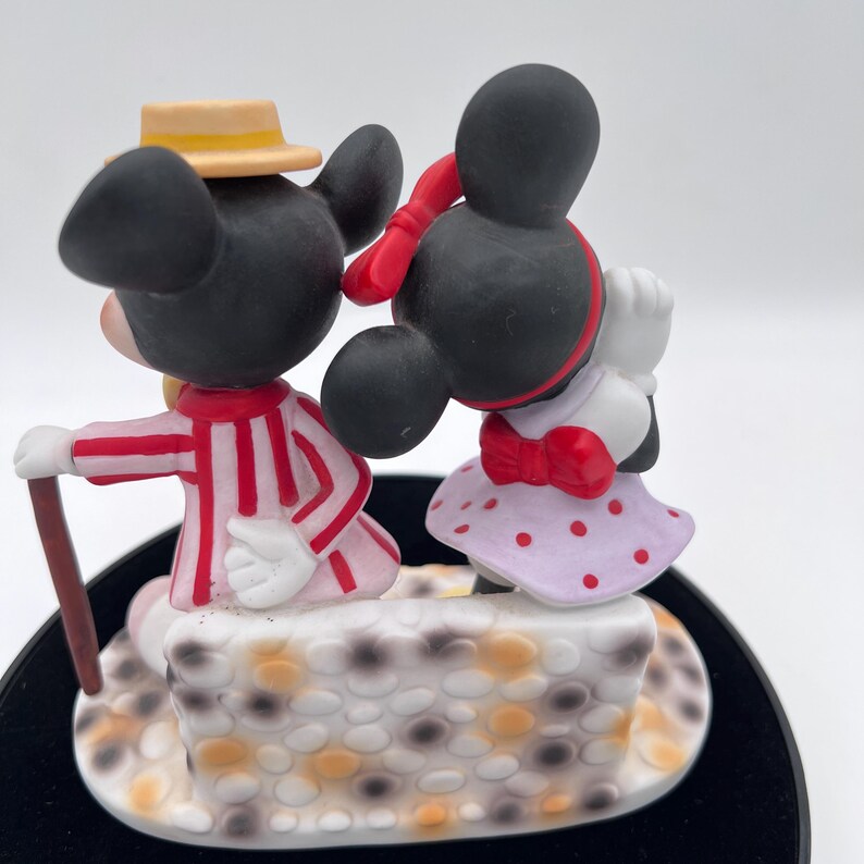 1980s Walt Disney Productions Mickey Minnie Mouse Ceramic Figurines - Vaudeville Barber Shop image 5