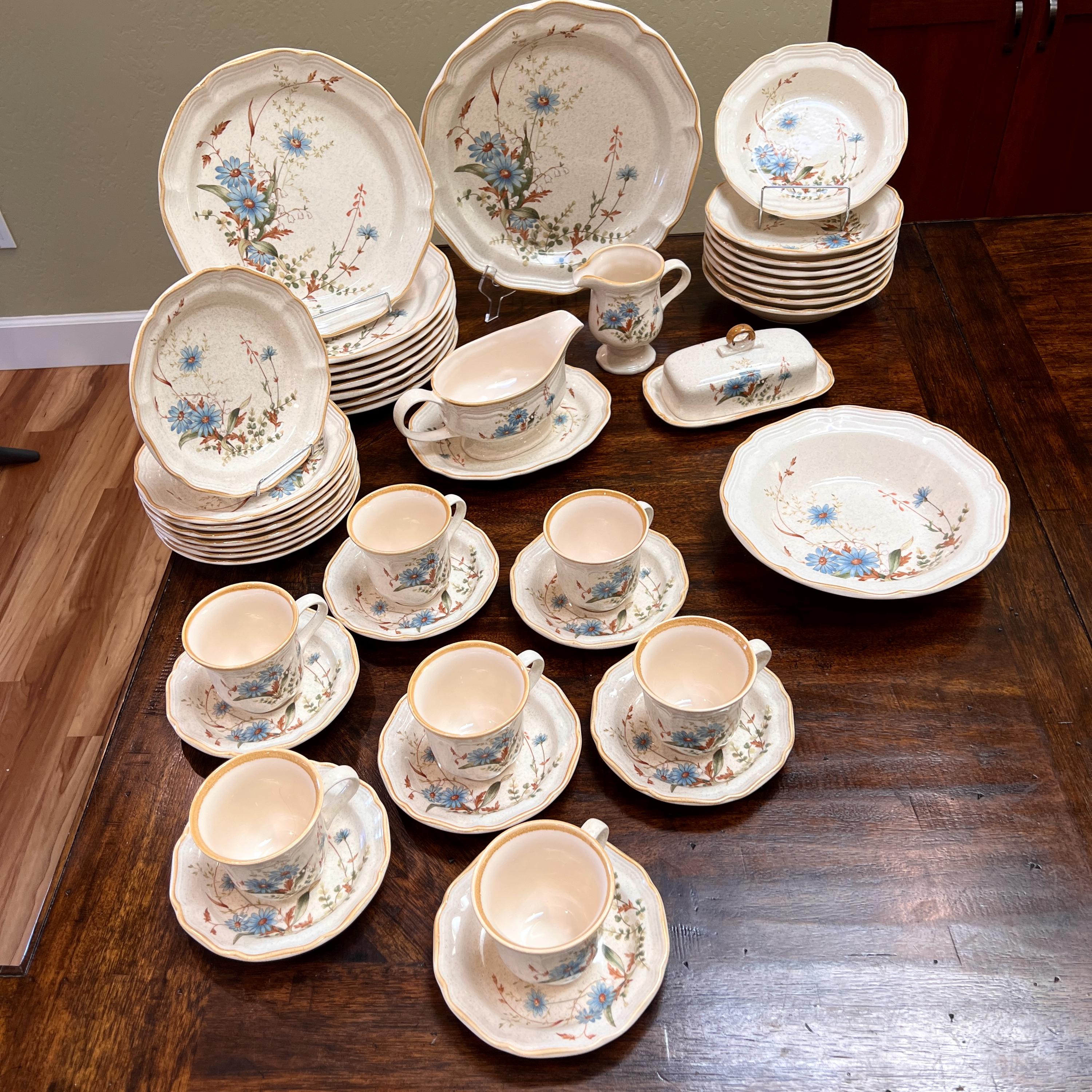 Vintage Blue Flower Stoneware - Etsy