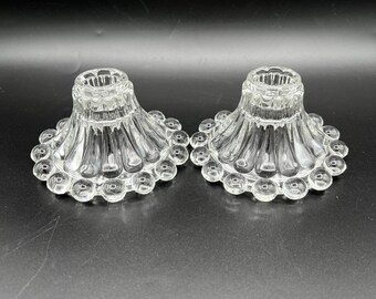 Set of 2 Vintage Anchor Hocking Berwick Boopie Single Taper Candlestick Holders