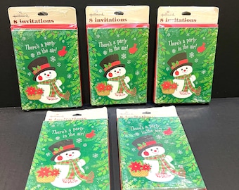 Vintage Hallmark Christmas Snowman Party Invitations - 5 Packs of 8 each (40 total)