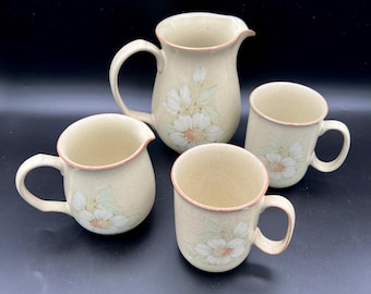 Vintage Denby Langley Daybreak - Coffee Tea Beaker Mugs, Creamer, Pitcher - Sold Individually
