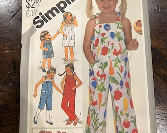 Simplicity 5522 Size 6 Child Pull-On Jumpsuit In Four Lengths 1980s  - No Embroidery Transfer Included - FF/Uncut
