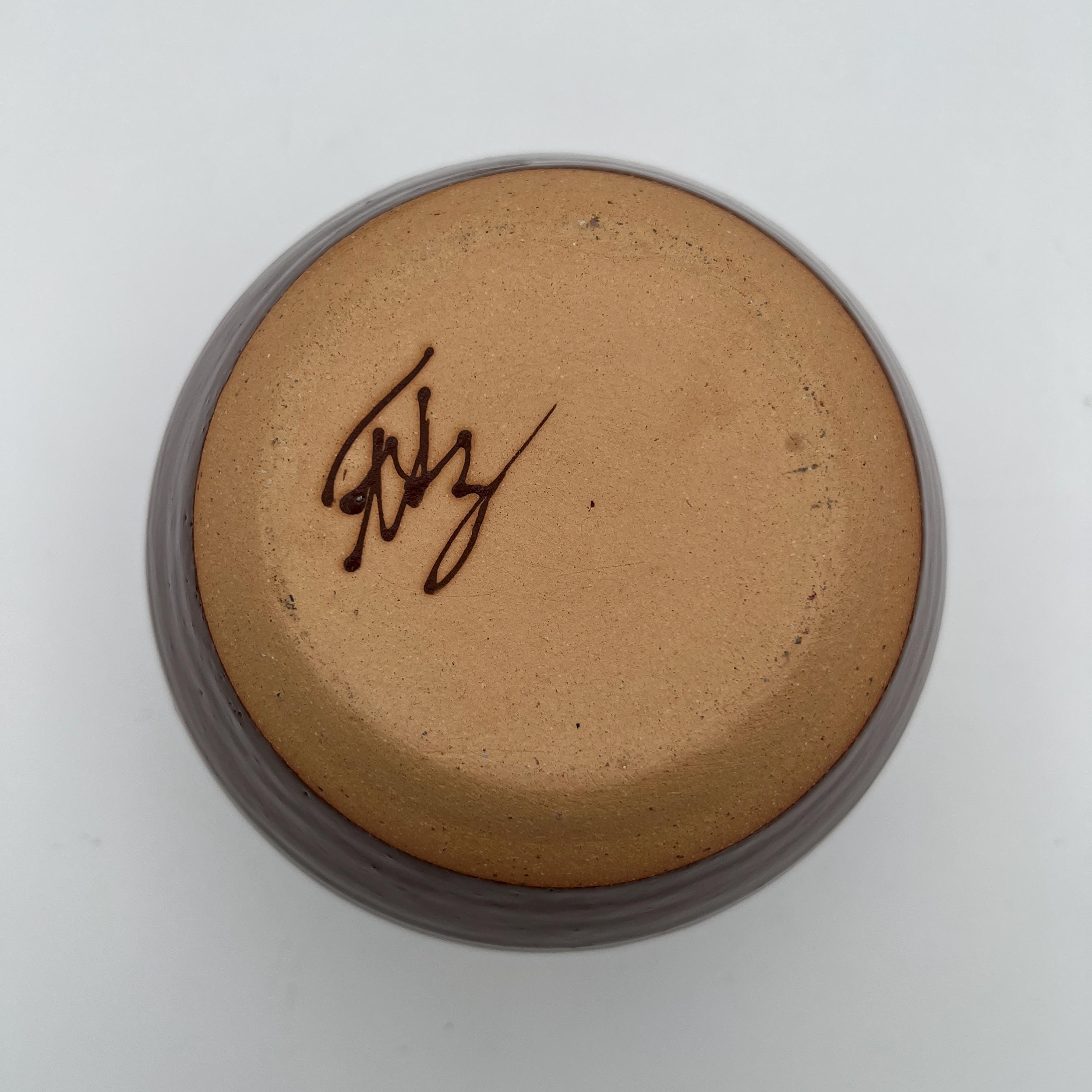 Vintage Hand Made Studio Art Pottery Brown Drip Glaze Vase Jar - Signed ...