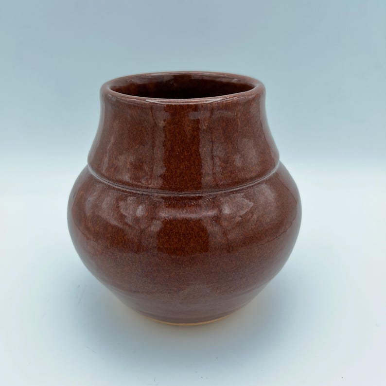 Vintage Hand Made Studio Art Pottery Brown Drip Glaze Vase Jar - Signed ...