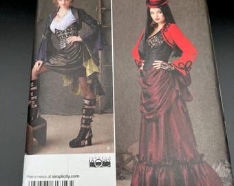 Simplicity 1819 Size 14 16 18 20 22 Misses Steampunk Goth Saloon Girl Costume Cosplay Skirt Bolero Corset Designer Theresa LaQuey Uncut FF