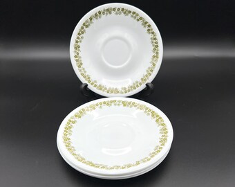 Corelle By Corning Spring Blossom Crazy Daisy Saucers 6 1/8” - Lot of 5 - Green Floral
