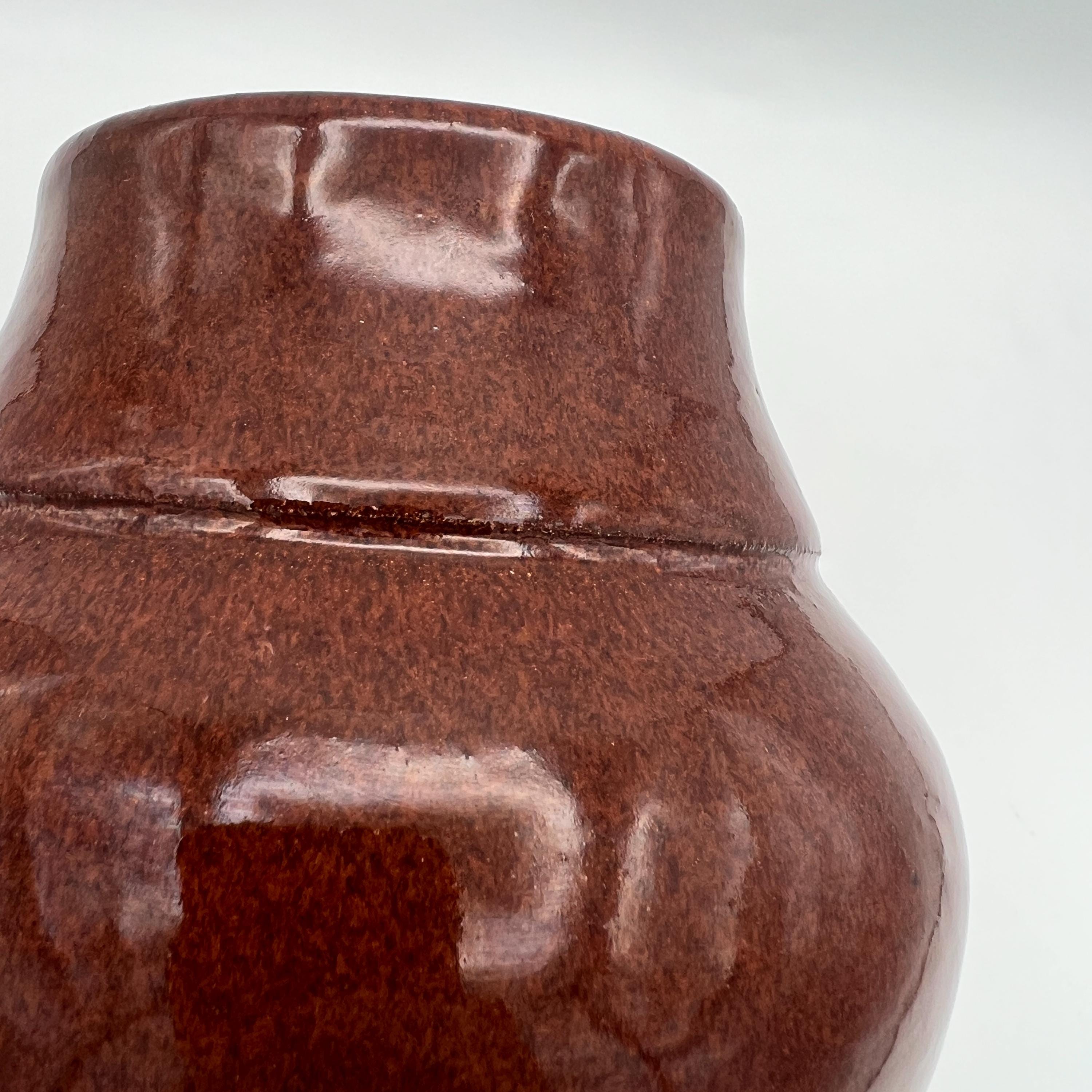 Vintage Hand Made Studio Art Pottery Brown Drip Glaze Vase Jar - Signed ...