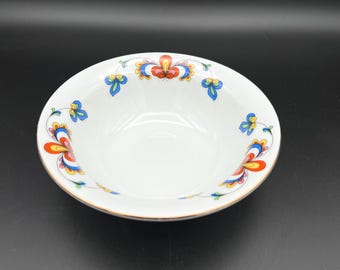 Vintage Porsgrund Farmer's Rose Porcelain Gold Rim Coupe Cereal Soup Bowls - 6 5/8" Diameter - **12 Bowls Available**