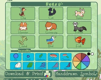 Animal AAC Communication Board: Pets - Autism Nonverbal Nonspeaking Support - Printable In Multiple Sizes