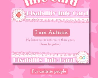 Autism Medical Alert Info Card - Printable Digital Download