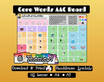 Core Words AAC Communication Board - Autism Nonverbal Nonspeaking Support - Printable In Multiple Sizes