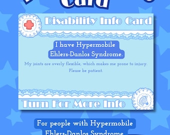 hEDS - Hypermobile Ehlers Danlos Syndrome Medical Alert Info Card - (Digital Download)