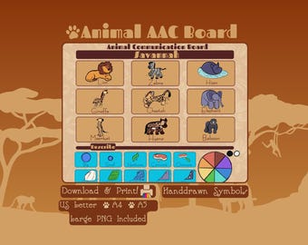 Animal AAC Communication Board: Savannah - Autism Nonverbal Nonspeaking Support - Printable In Multiple Sizes