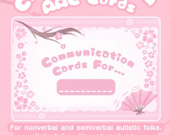 Cherry Blossom AAC Communication Cards - Autism Nonverbal Nonspeaking - Communication Aid - Neurodivergent Support  - 30+ Phrases -