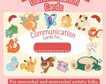 Pokemon AAC Communication Cards - Autism Nonverbal Nonspeaking - Communication Aid - Neurodivergent Support  - 30+ Phrases -