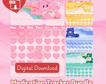 Care Bears Medication Tracker Bundle - Four Themes - Fandom Pill Log - Digital Download Printable