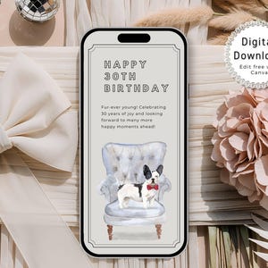 Animated Birthday E-Card, Dog Birthday Card Video, Digital Birthday Card for Mobile Phone, Custom Birthday Card Template, Gift for Dog Lover