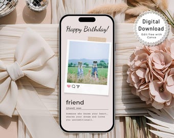 Animated Birthday E-Card, Custom Photo Card Video, Customizable Photo Birthday Card, Birthday Photo Card Digital, Digital Birthday Card
