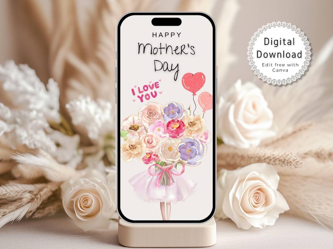 Digital Mother’s Day Card, Floral Mothers Day Card Digital, Mothers Day ...