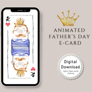 Animated Father’s Day E-Card, Funny Father’s Day Card Video Custom Message, Digital Greeting Card for Mobile Phone, Editable Canva Template