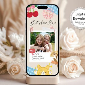 Digitale Moederdagkaart, Moederdagfotokaart Digitaal, aanpasbare foto E-kaart Moederdag, aangepaste fotokaartvideo voor moeder
