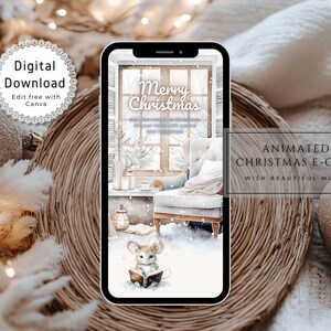 Cartão de Natal digital com música, cartão eletrônico de Natal animado para celular, cartão eletrônico de Natal editável, cartão eletrônico de Natal