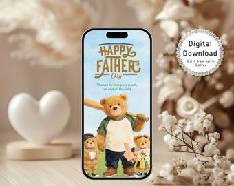 Father’s Day eCard, Electronic Fathers Day Card, Digital Father’s Day Greeting Card, Animated Mobile Card for Dad, Baseball Dad Card Video