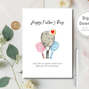 Carte de fête des pères imprimable, téléchargement immédiat de carte de fête des pères de pickleball, cartes de pickleball pour papa, carte de voeux numérique