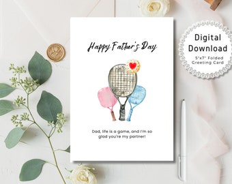 Printable Father’s Day Card, Pickleball Fathers Day Card Instant Download, Pickleball Cards for Dad, Digital Greeting Card
