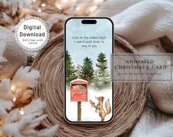Digitale kerstwenskaart met muziek, geanimeerde kerste-card voor mobiele telefoon, bewerkbare kerstkaart, elektronische kerstkaart