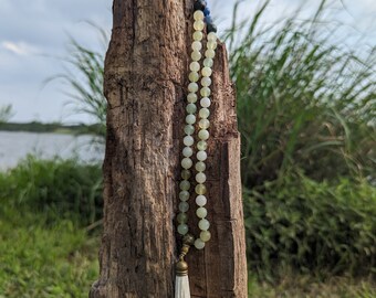 Madre Tierra Mala, Cristales curativos, Cuentas de meditación, Joyería espiritual hecha a mano. Collares de piedras preciosas boho, collar mala, cuentas mala