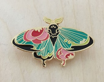 Floral Moth (Jade) - Enamel Pin