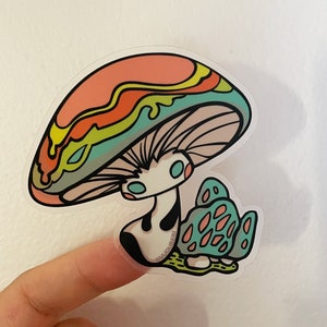 Drippy Rainbow Mushroom Sprite Transparent Large Vinyl sticker
