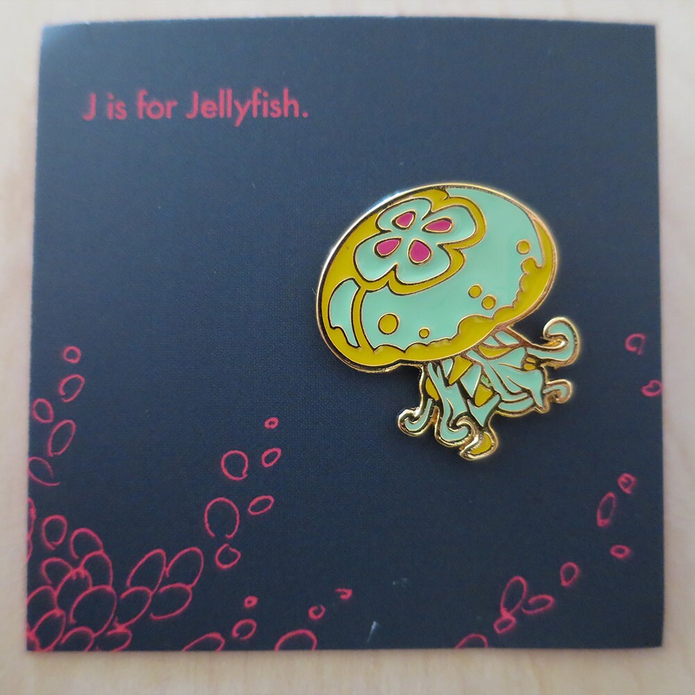 J is for Jellyfish Enamel Pin Etsy
