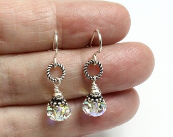 Swarovski Crystal Drop Earrings: Sterling Silver Dangle Earrings