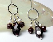 Garnet Earrings, Garnets Drop from Silver Ring, Gemstone Earrings for Women, Dangle and Drop Earrings, Birthday Gift for Mom, Wife, Daughter