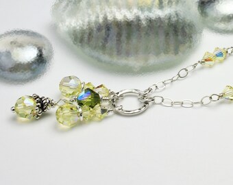 Swarovski Crystal Tassel Necklace: Handmade Sterling Silver Chain