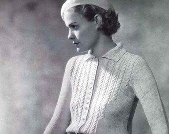 Vintage 1930s Knitting Crochet Pattern Piece Suit and Beret PDF Instant Download