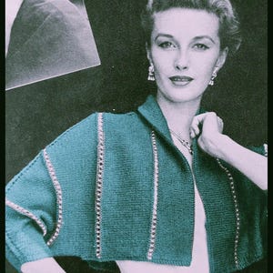 Vintage Knitting Pattern 1951 Ladies Knitted Bolero Jacket PDF Digital Delivery Instant Download