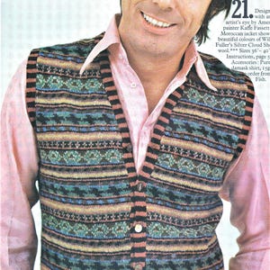 1969 Vintage Knitting Pattern Mens Fair Isle Waistcoat Vest PDF Instant Download PDF Download